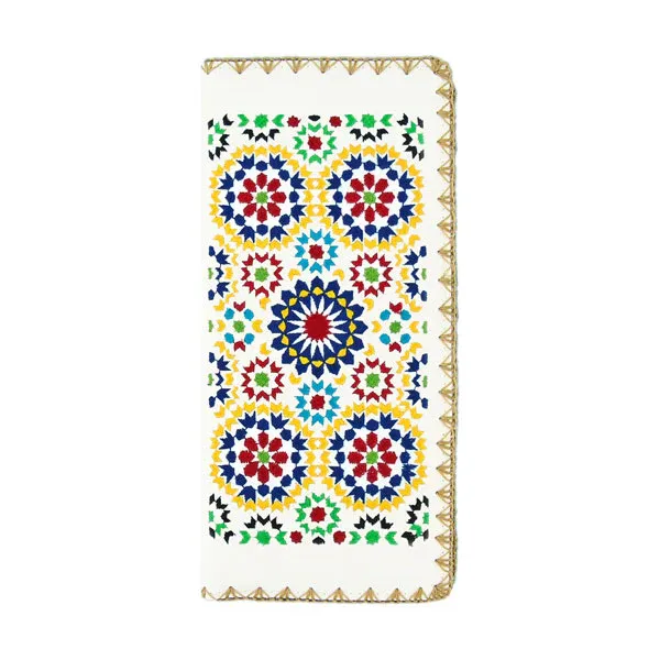 Kaleidoscope Large Embroidered Wallet, Color: White