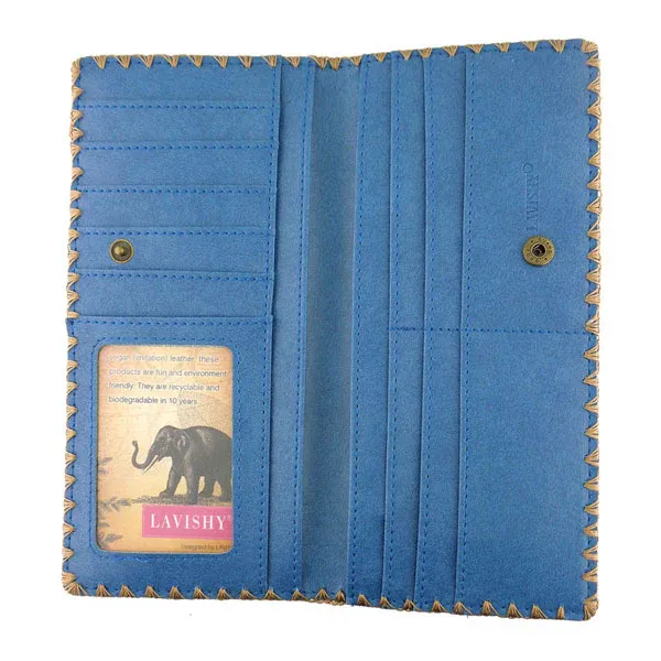 Carnation Large Embroidered Wallet, Color: Blue