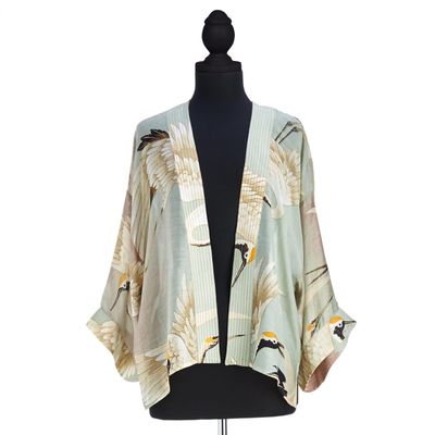 One Hundred Stars Short Kimono Aqua Heron