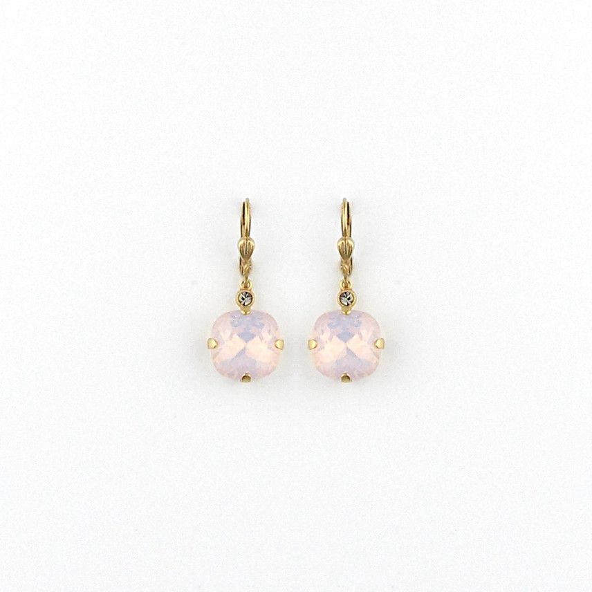 Classic Larger Gold Crystal Earring Dusty Pink