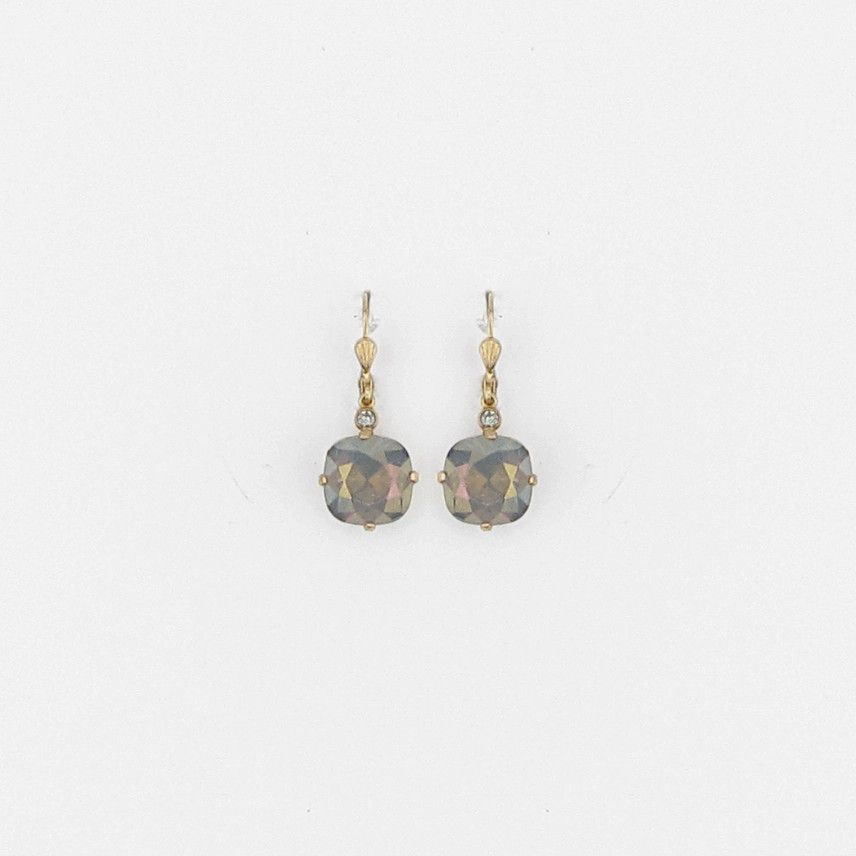 Classic Larger Gold Crystal Earring Sand Opal