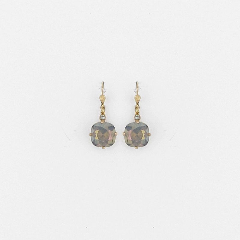 Classic Larger Gold Crystal Earring Sand Opal
