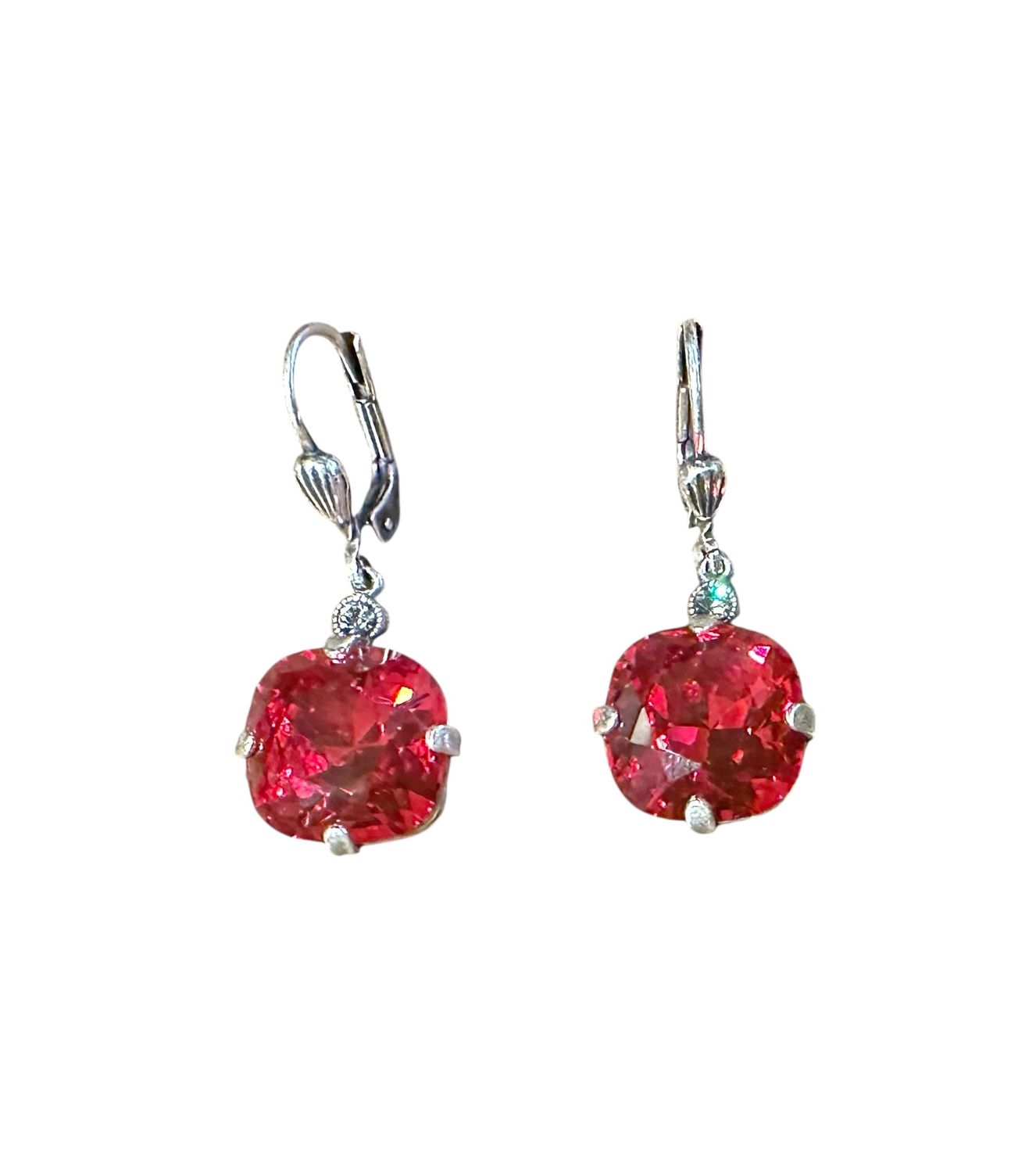 Classic Larger Silver Crystal Earring Scarlet