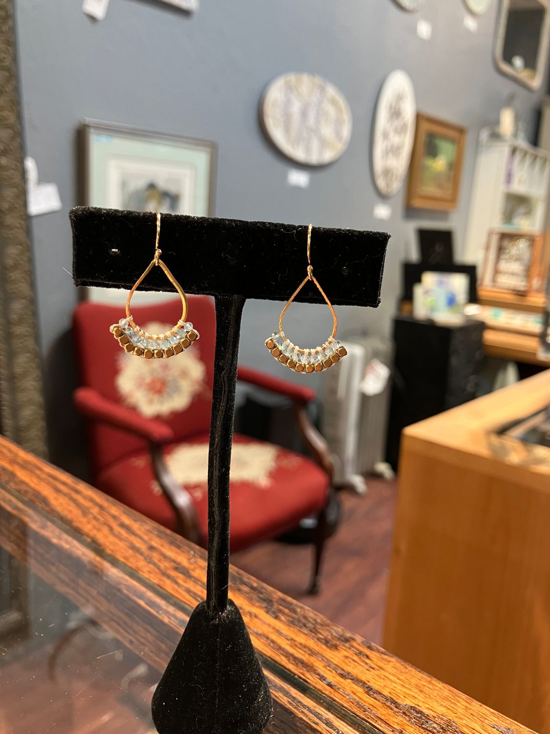 Small Petal Earrings, Gemstone: Apatite