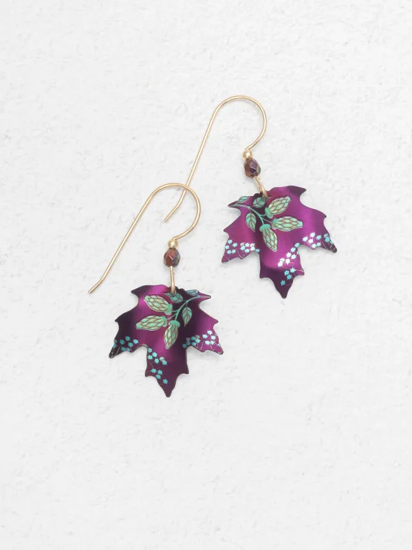 Holly Yashi Blooming Maple Earring Plum Berry