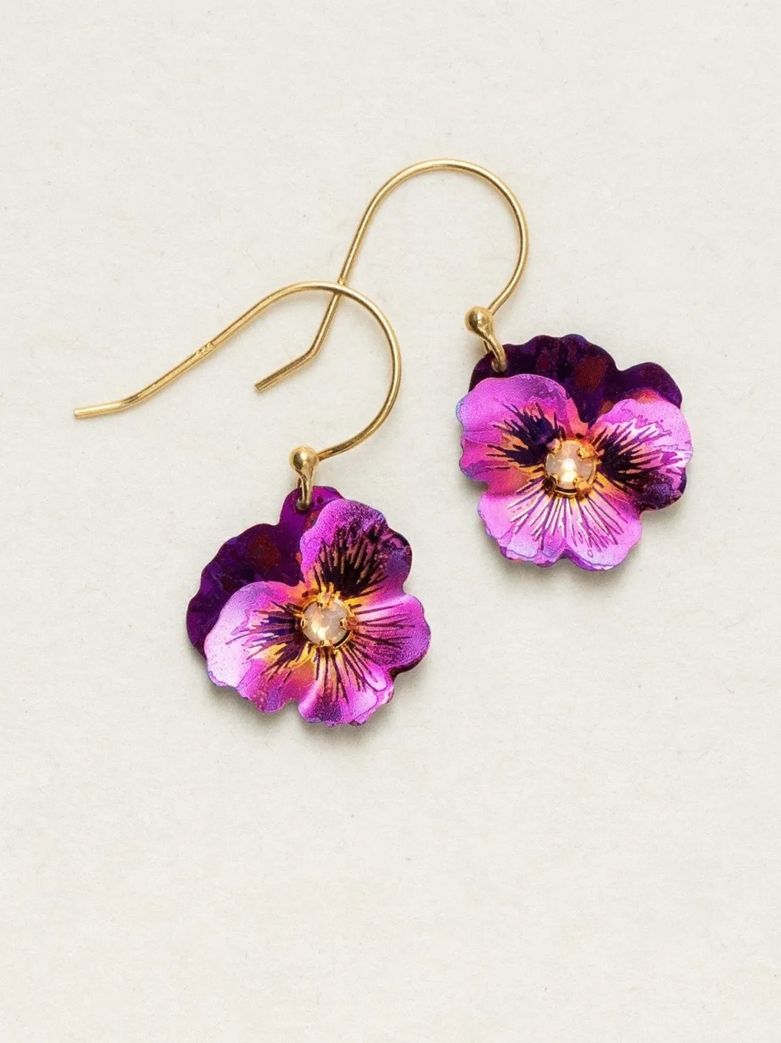 Holly Yashi Garden Pansy Drop Earrings Sparkling Fuchsia
