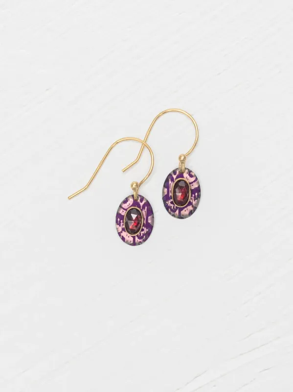 Holly Yashi Gracie Oval Earring Vintage Burgundy