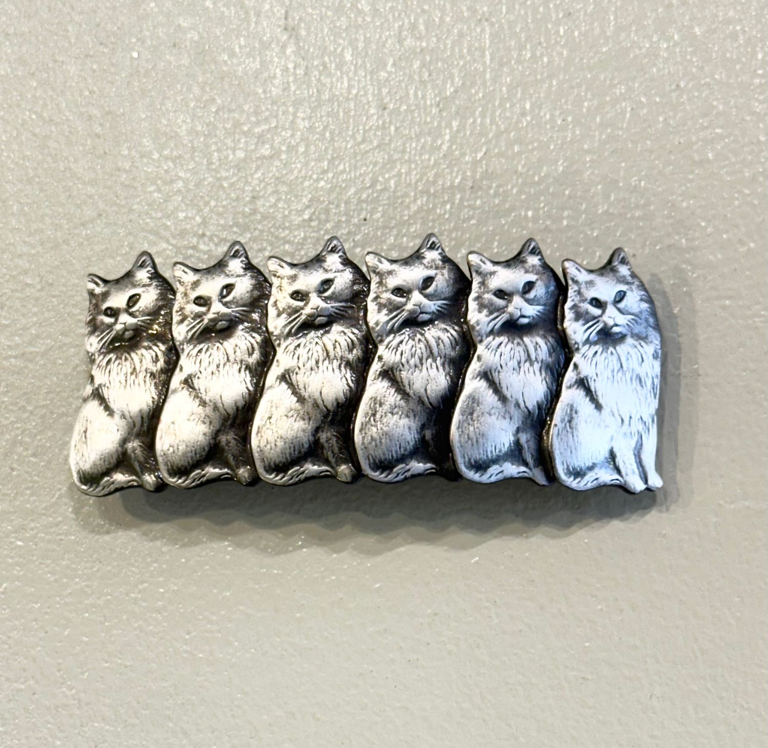 Large Cats Silver Hair Barrette