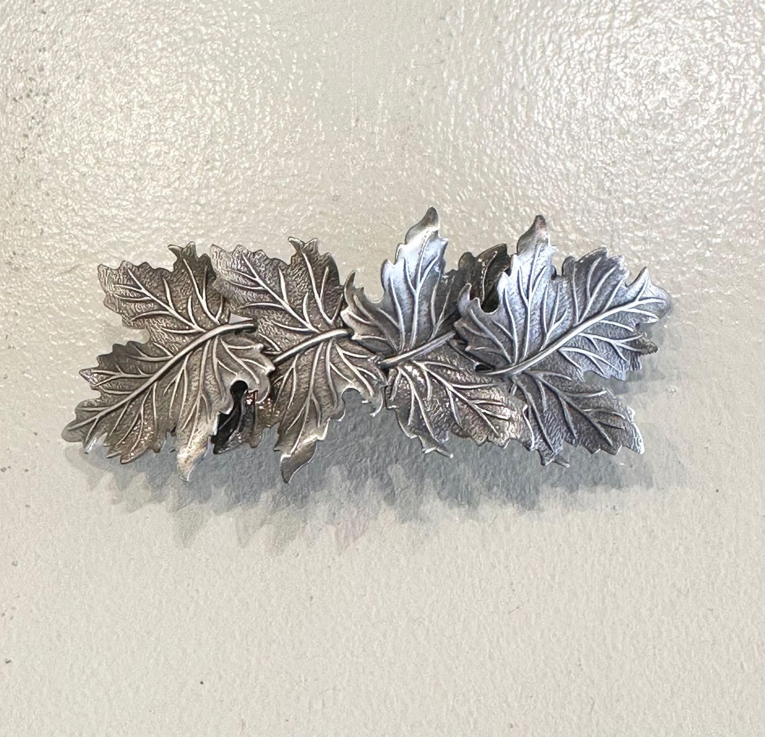 Large Maple Leaf Silver Hair Barrette