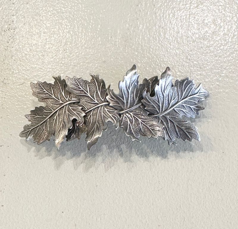 Large Maple Leaf Silver Hair Barrette