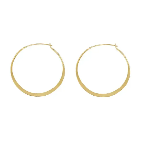 GF Medium Forged Hammered Hoop Earring