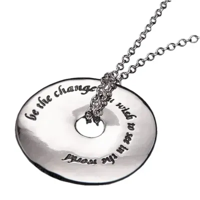 Gandhi Be the Change Disc Necklace