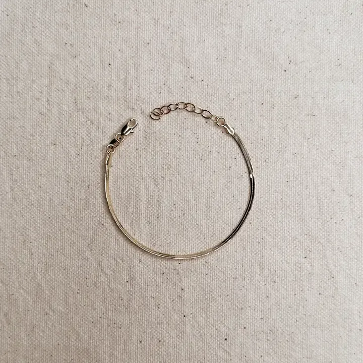 18k GF 2mm Herringbone Bracelet 6"+1"