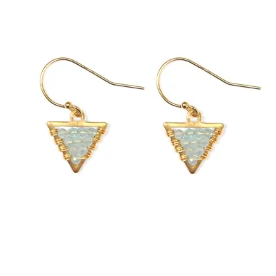 Striking Tiny Beaded Triangle Earrings Apatite