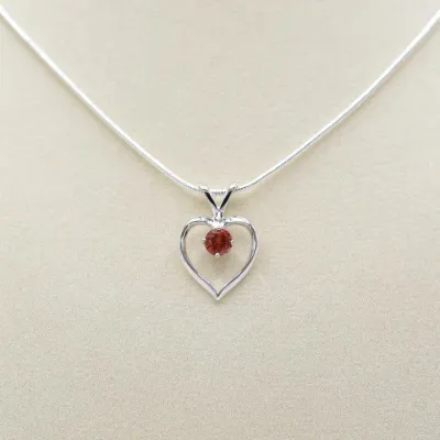 Sunstone Sterling Heart Pendant Necklace