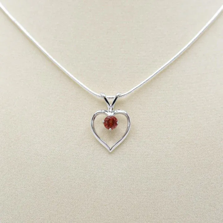 Sunstone Sterling Heart Pendant Necklace