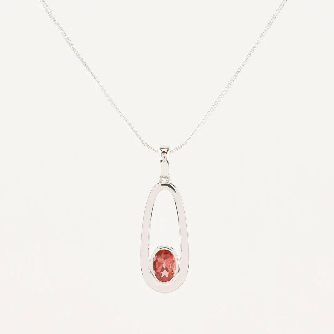 Oval Sunstone Concentric Pendant Necklace