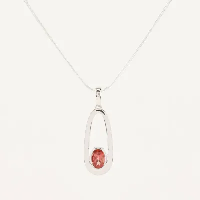 Oval Sunstone Concentric Pendant Necklace