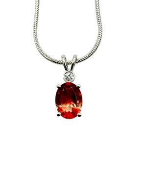 Oval Oregon Sunstone White Topaz Necklace