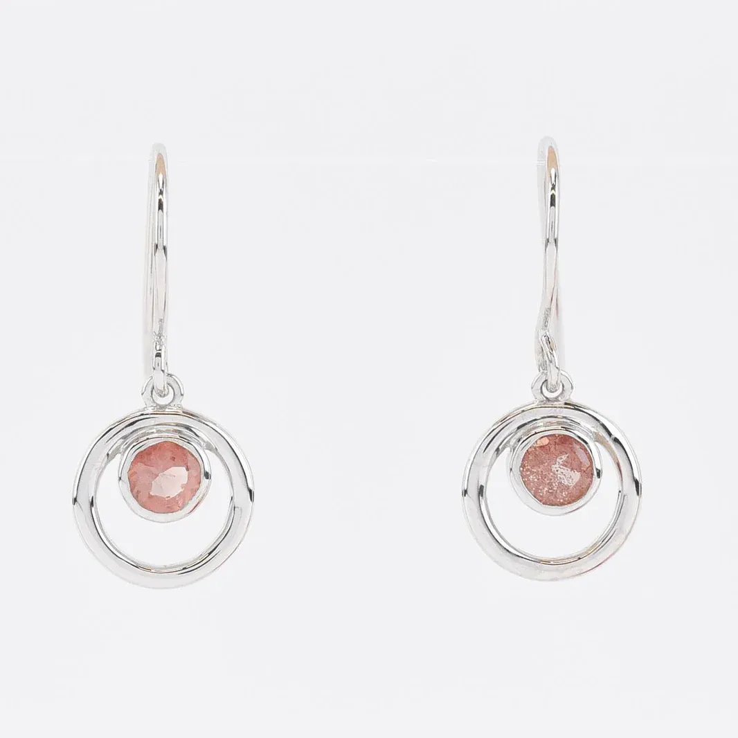 4mm Sunstone Concentric Circle Earrings