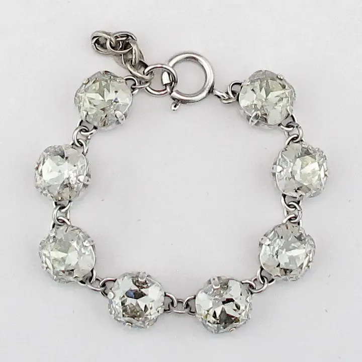 Silver Large Square Crystal Bracelet