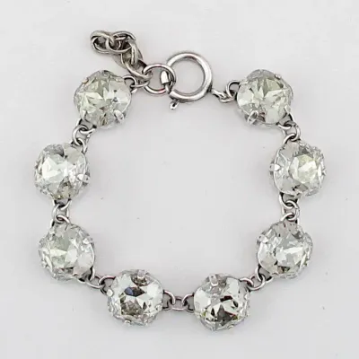 Silver Large Square Crystal Bracelet
