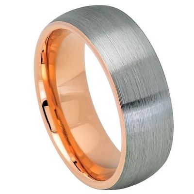 wide ring matte grey on outside and rose gold on sides and inside