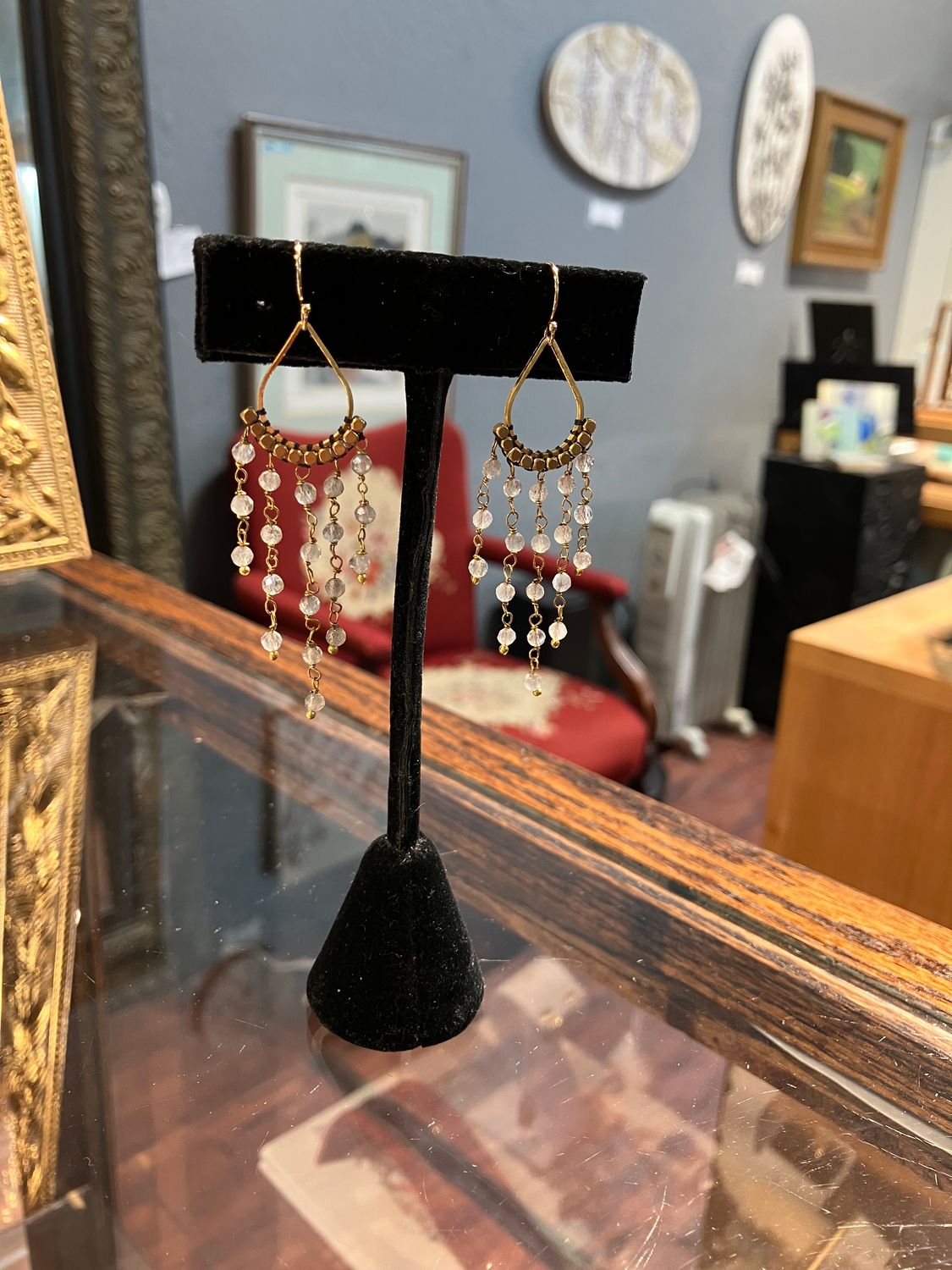 Stone Chandelier Earrings, Gemstone: Labradorite