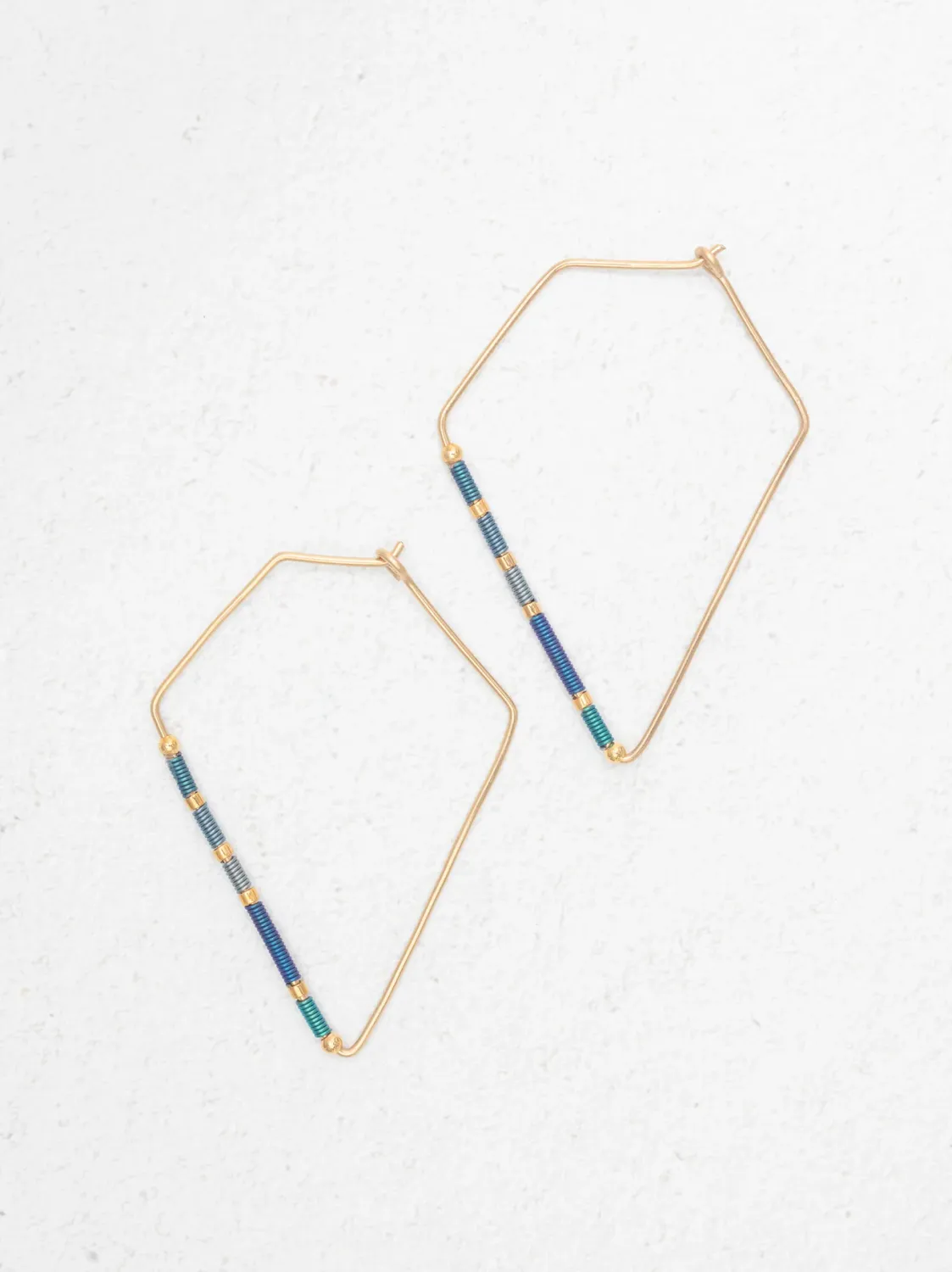 Holly Yashi La Jolla Anza Pentagon Gold Fill Earrings Blue Gold