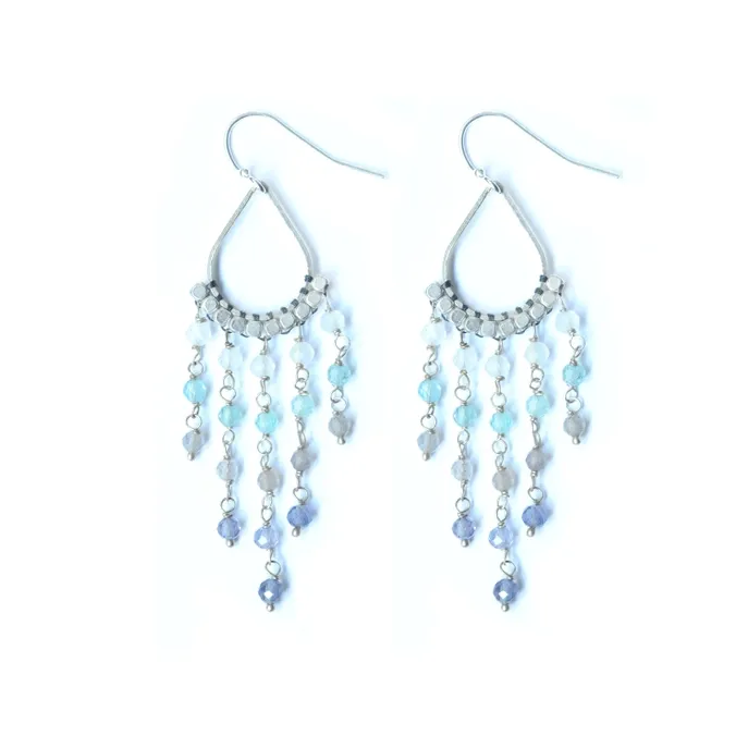 ​Didi Jewelry Project Fair Trade Earrings Silver Blue Gradient Chandelier