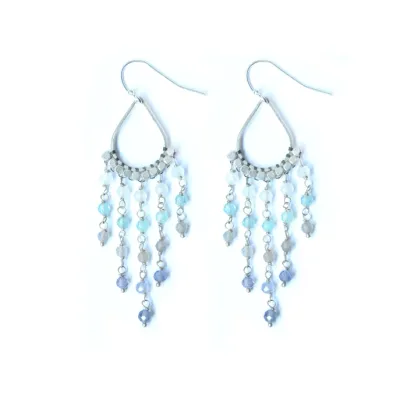 ​Didi Jewelry Project Fair Trade Earrings Silver Blue Gradient Chandelier