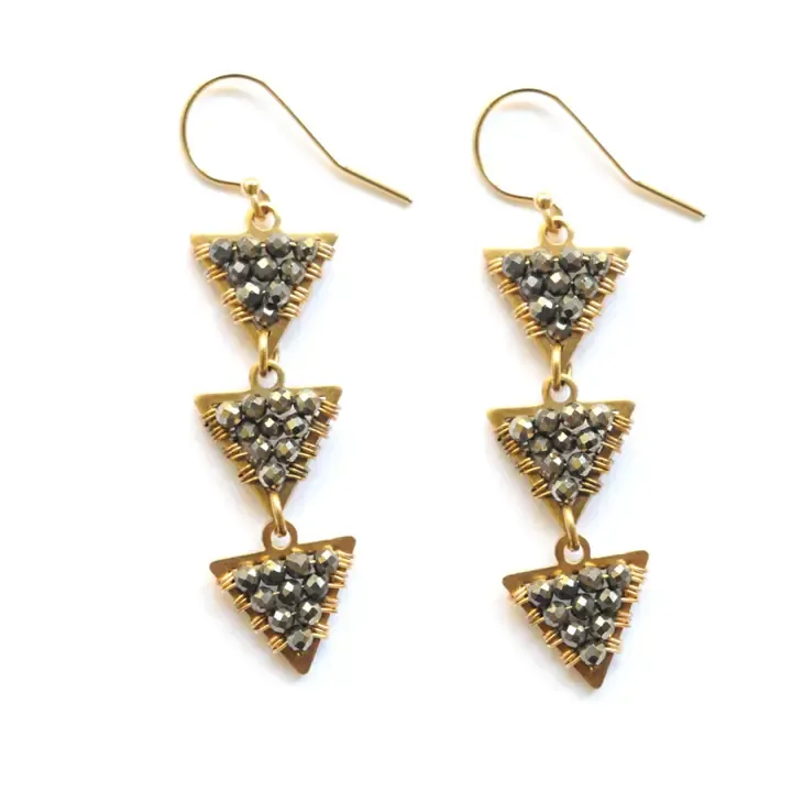 Triple Triangle Earrings Pyrite