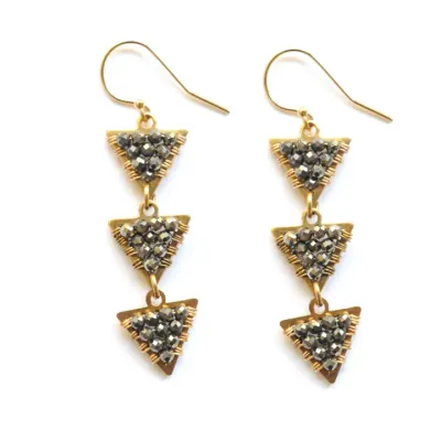 Triple Triangle Earrings Pyrite