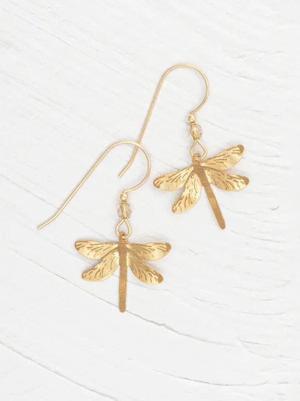 Holly Yashi Dragonfly Dreams Earrings Gold