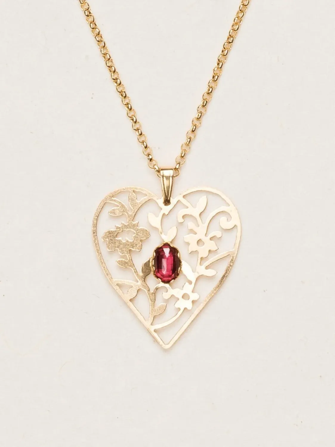 Holly Yashi Blooming Heart Necklace Gold and Garnet