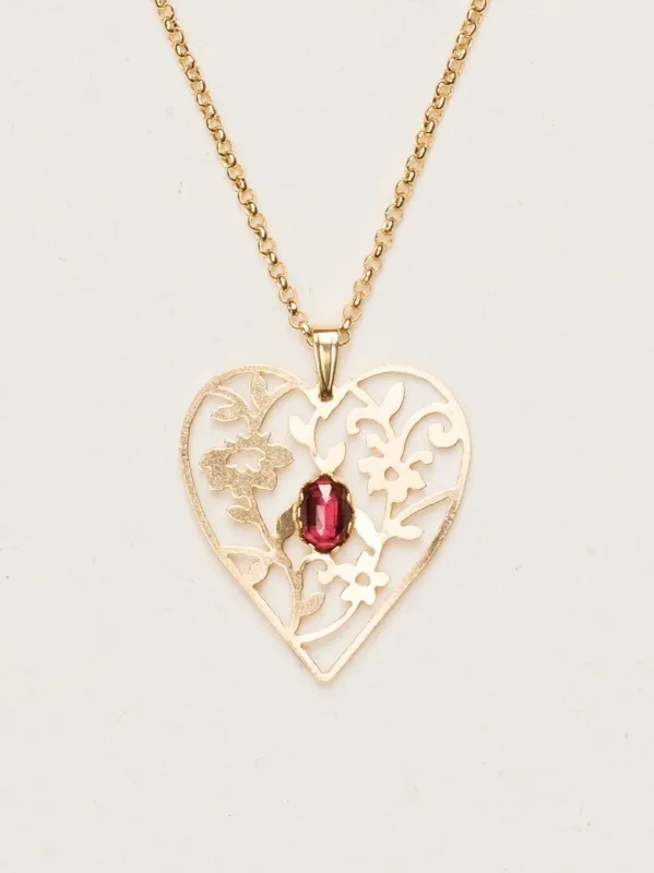 Holly Yashi Blooming Heart Necklace Gold and Garnet