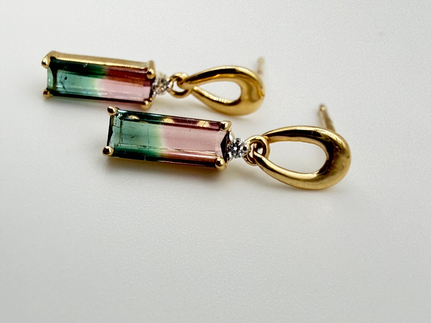 14k watermelon tourmaline earrings 
