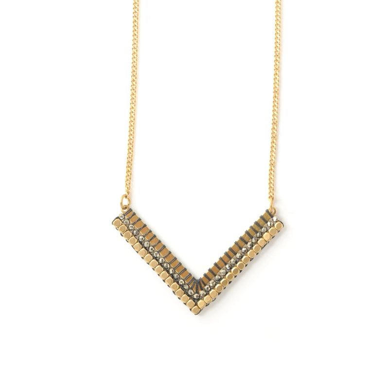 The Didi Jewelry Project Chevron Necklace Pyrite