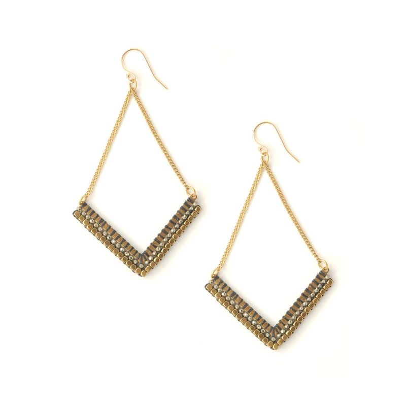 The Didi Jewelry Project Chevron Earrings Pyrite
