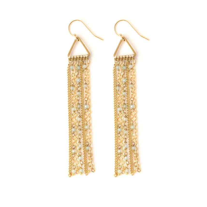 ​Didi Jewelry Project Fair Trade Earrings Long Narrow Chain Apatite