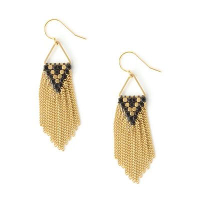 ​Didi Jewelry Project Fair Trade Earrings Small Triangle Fringe Black and Gold