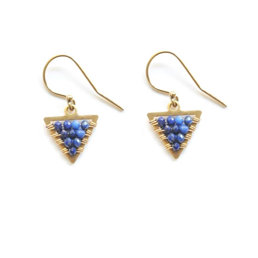 Didi Jewelry Project Fair Trade Earrings Striking Triangle Lapis