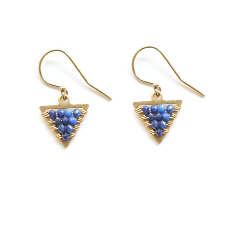 Didi Jewelry Project Fair Trade Earrings Striking Triangle Lapis