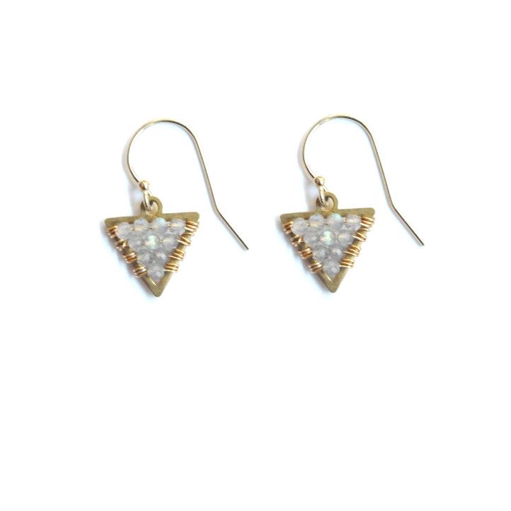 Didi Jewelry Project Fair Trade Earrings Striking Triangle Gold Moonstone