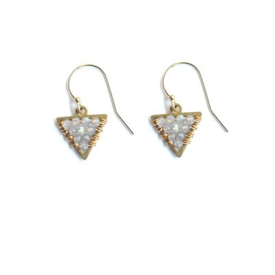 Didi Jewelry Project Fair Trade Earrings Striking Triangle Gold Moonstone