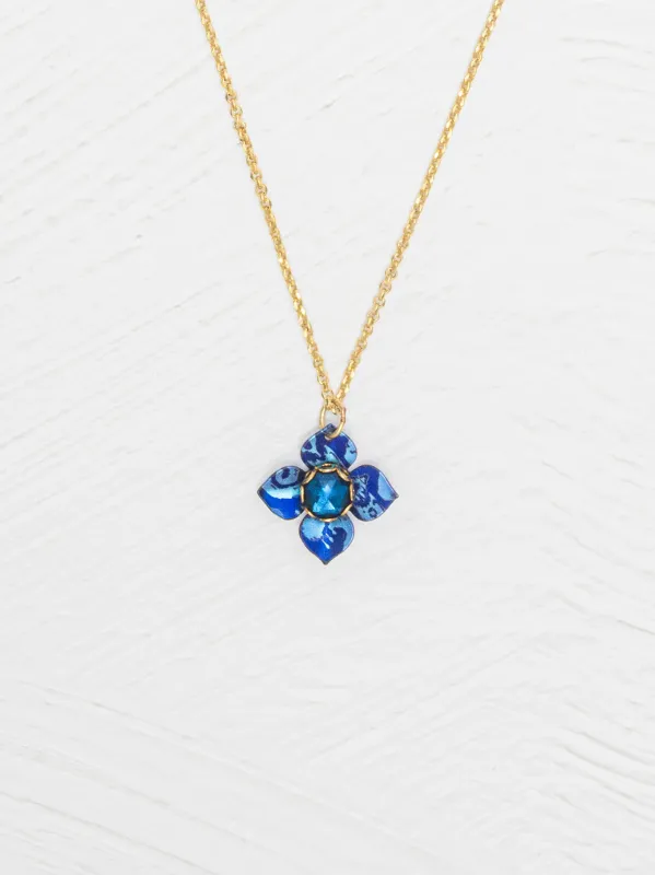 Holly Yashi Petite Fleur Pendant Necklace Sapphire Blue