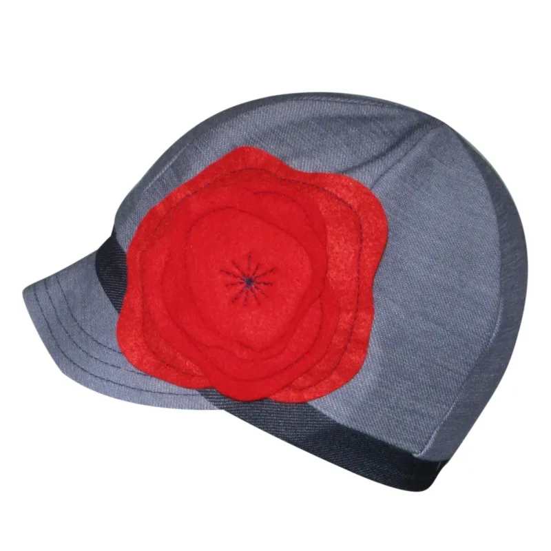 Hats for Healing Youth Organic Jersey Weekender Hat Blue Red Poppy