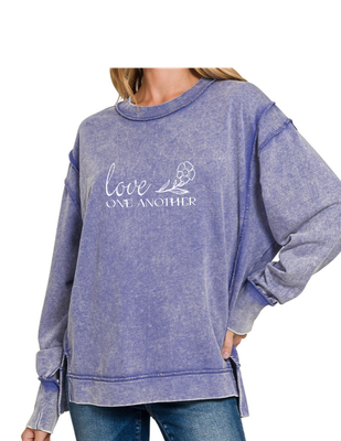 Love One Another Exposed Seam Sweatshirt