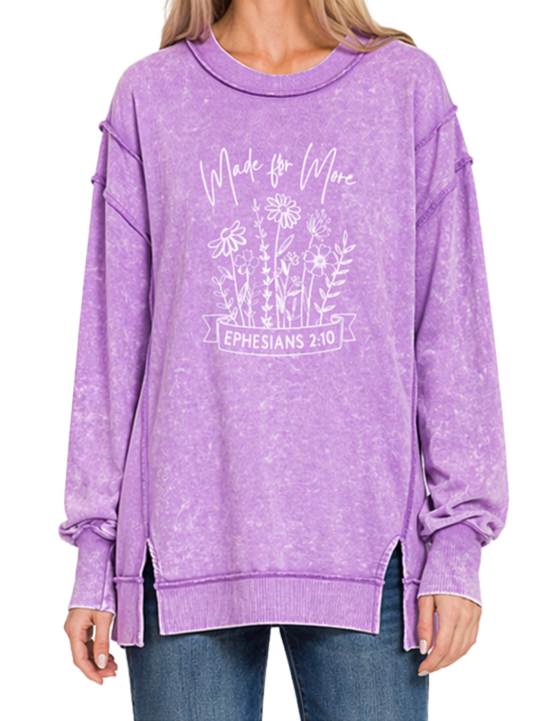 Made for More Acid Wash Exposed-Seam Sweatshirt