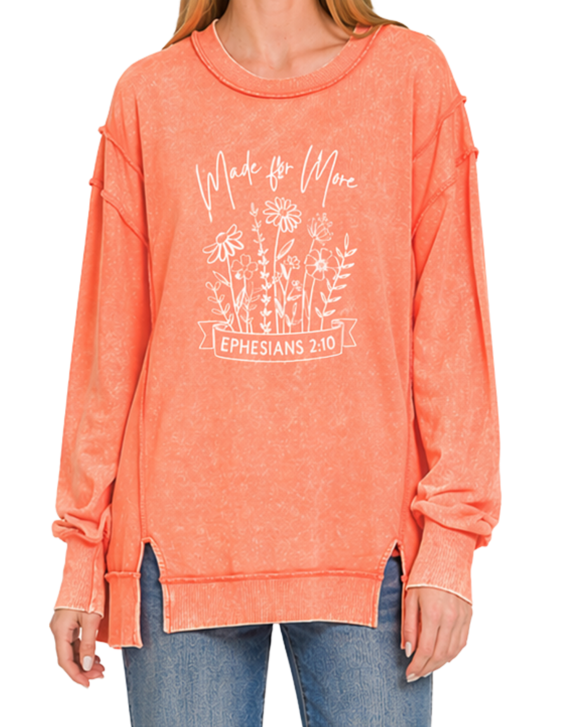 Made for More Acid Wash Exposed-Seam Sweatshirt